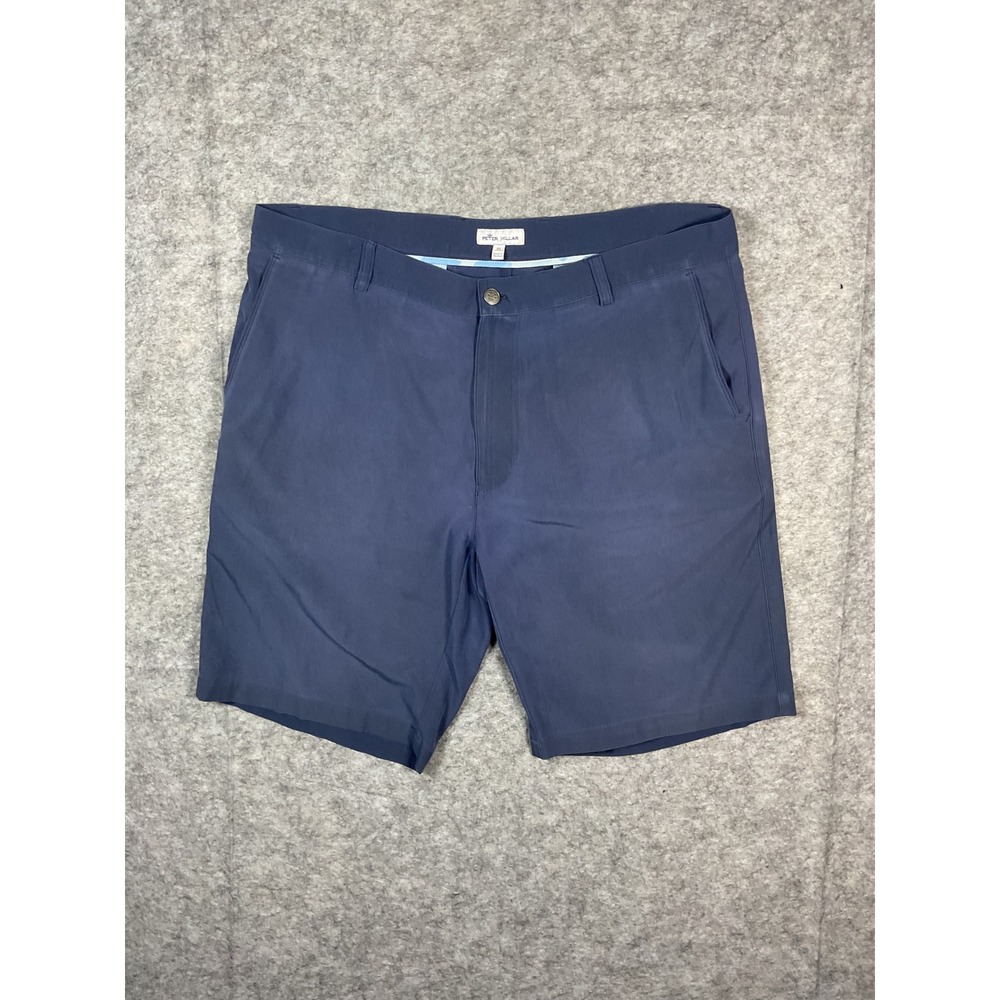 Peter Millar Navy Blue Performance Shorts Men's Size 38 Flat Front Casual Golf